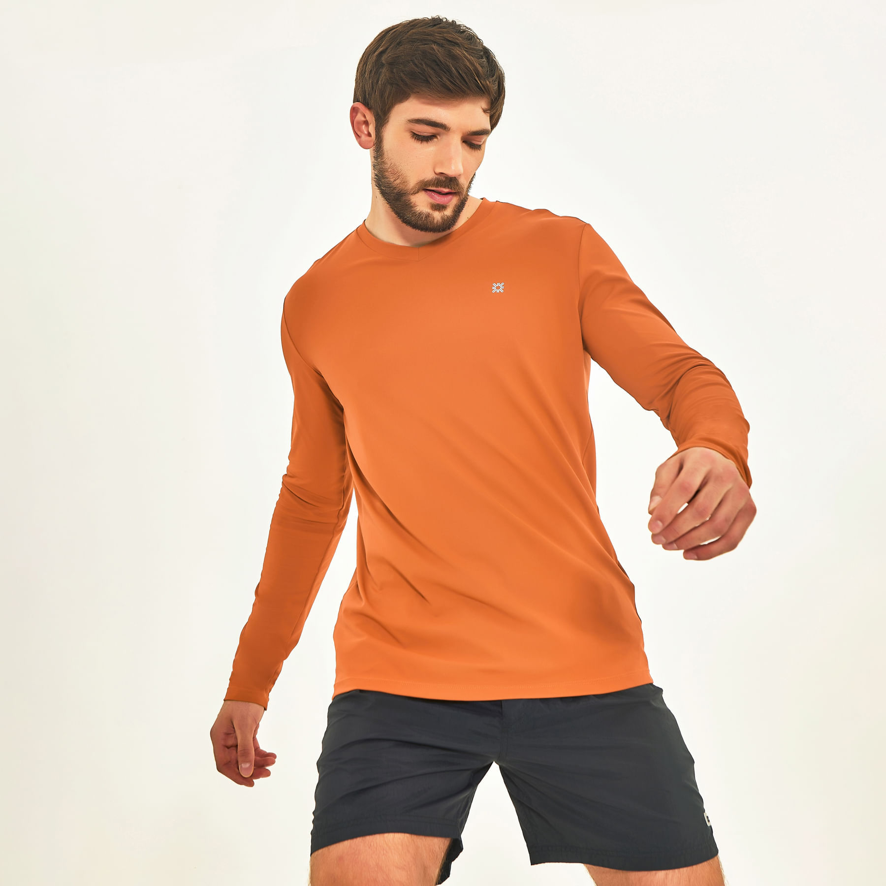 Camisa UV Masculina Com Proteção Solar Sport Fit Caramelo