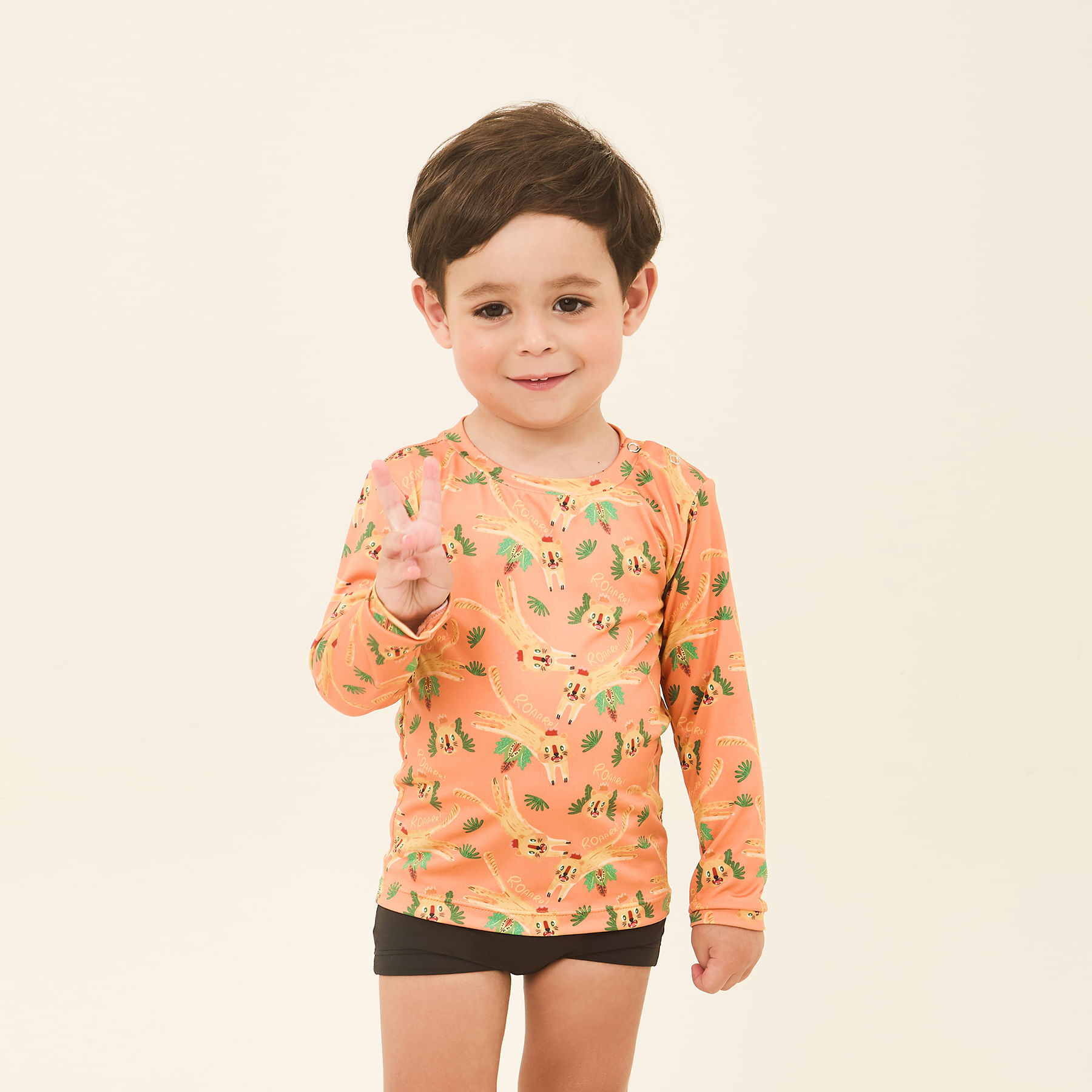 Camisa UV Bebê Com Proteção Solar Estampa Tigre