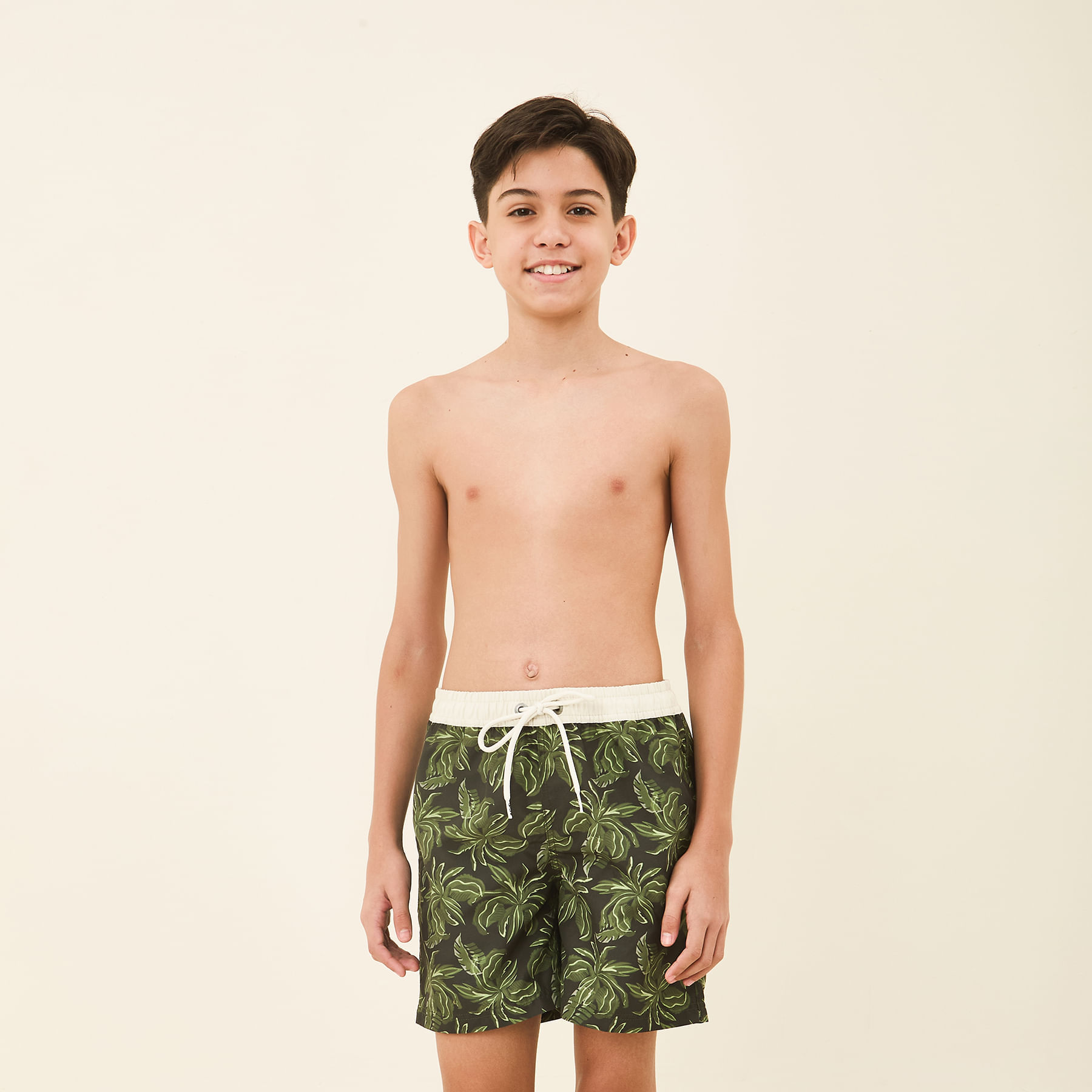 Shorts Acqua Infantil UV Com Proteção Solar Estampa Folhagem