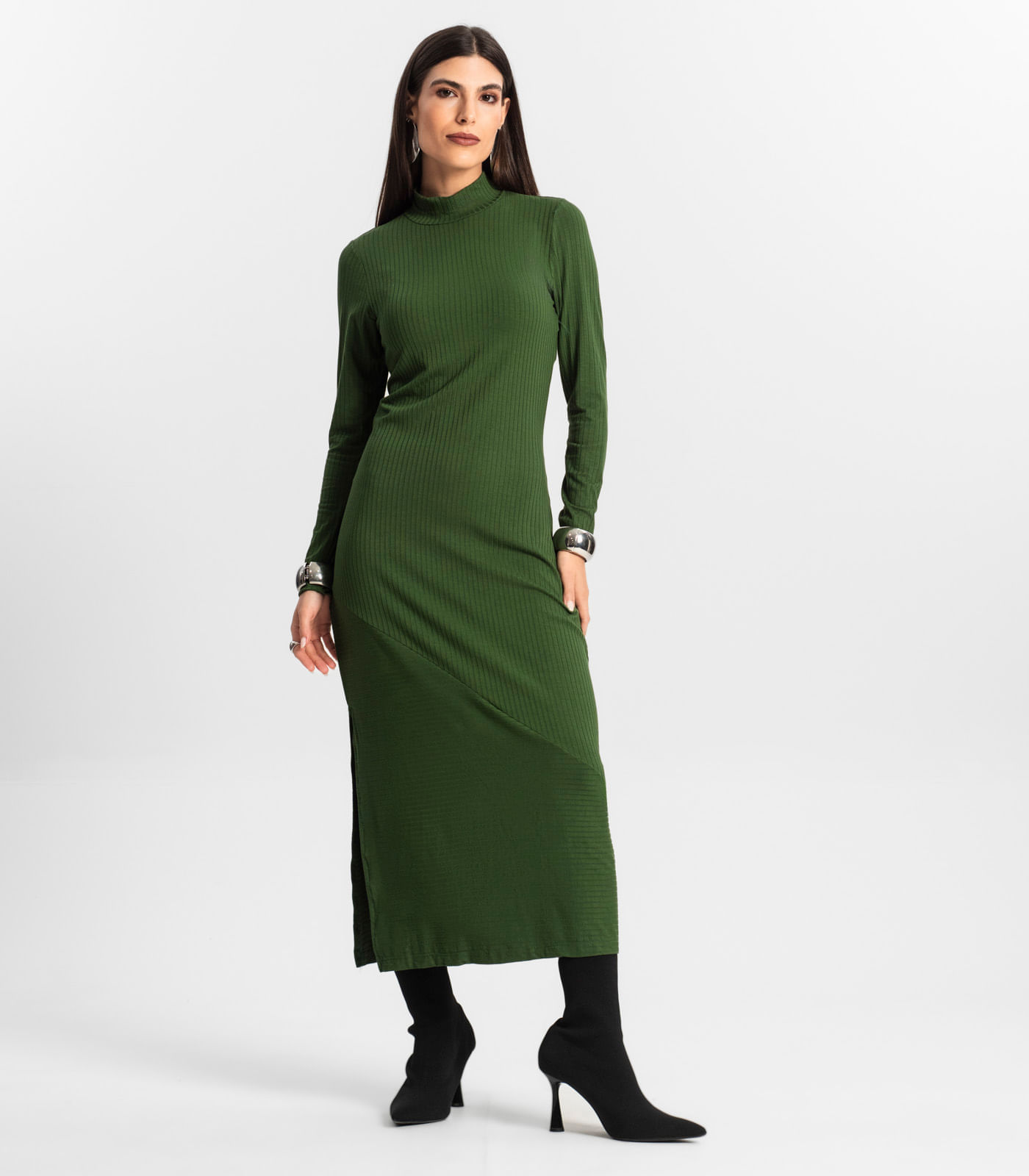 Vestido Midi Manga Longa Endless Verde