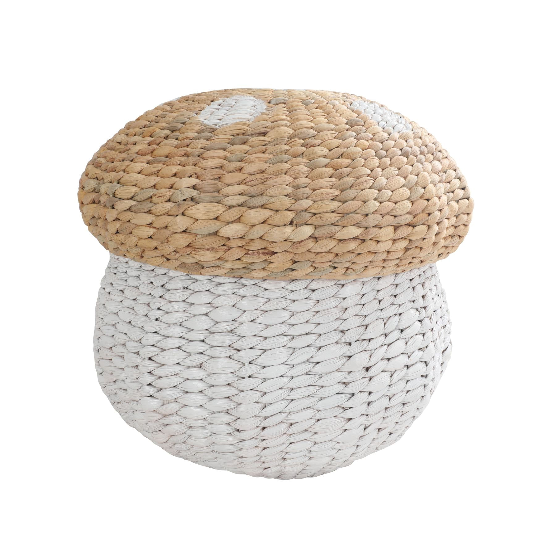 cesto organizador redondo com tampa 40cm cogumelo de fibra natural multiuso - Oikos