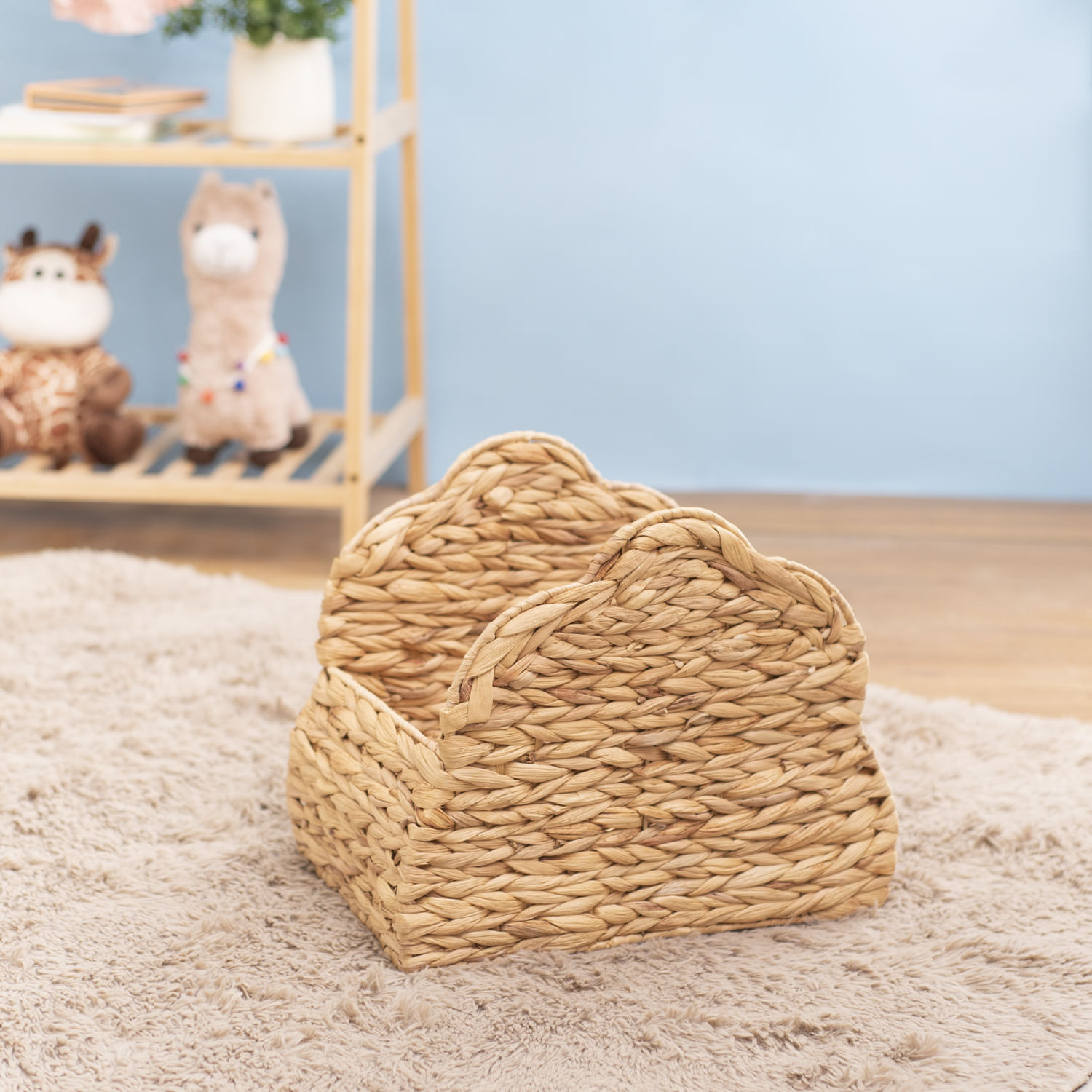 cesto organizador vazado 40cm nuvem de fibra natural multiuso - Oikos