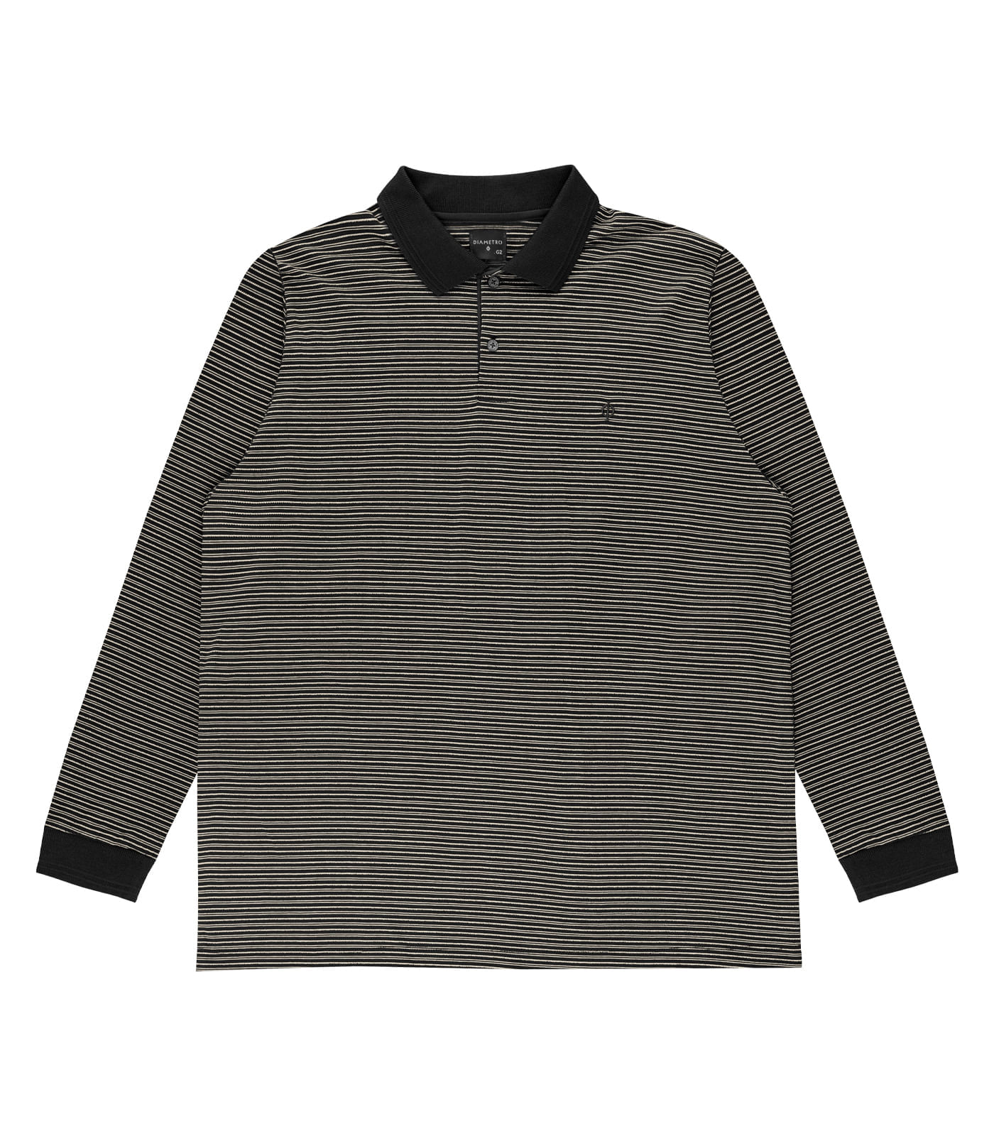 Polo Masculina Plus Size Manga Longa Diametro Preto