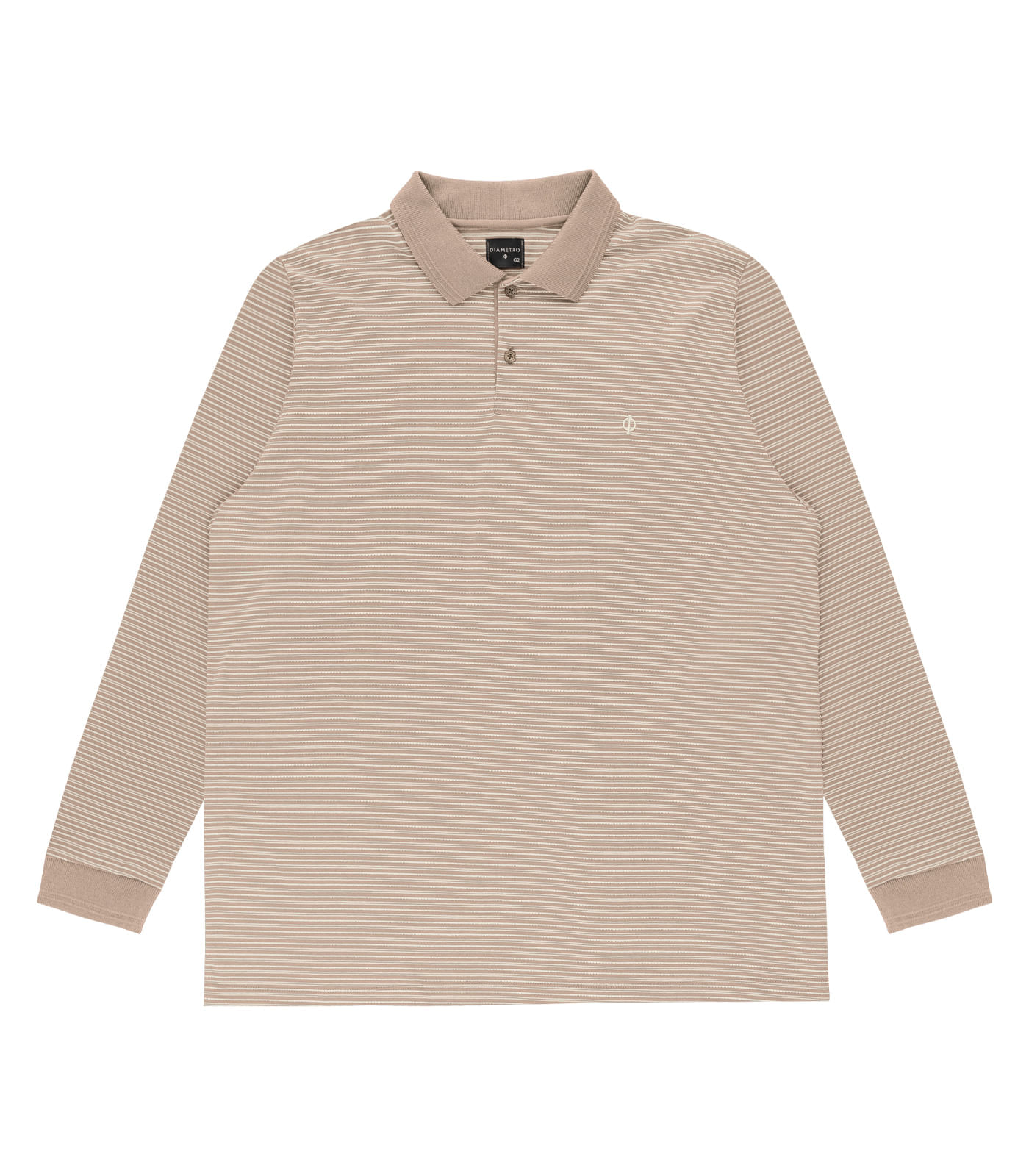 Polo Masculina Plus Size Manga Longa Diametro Marrom
