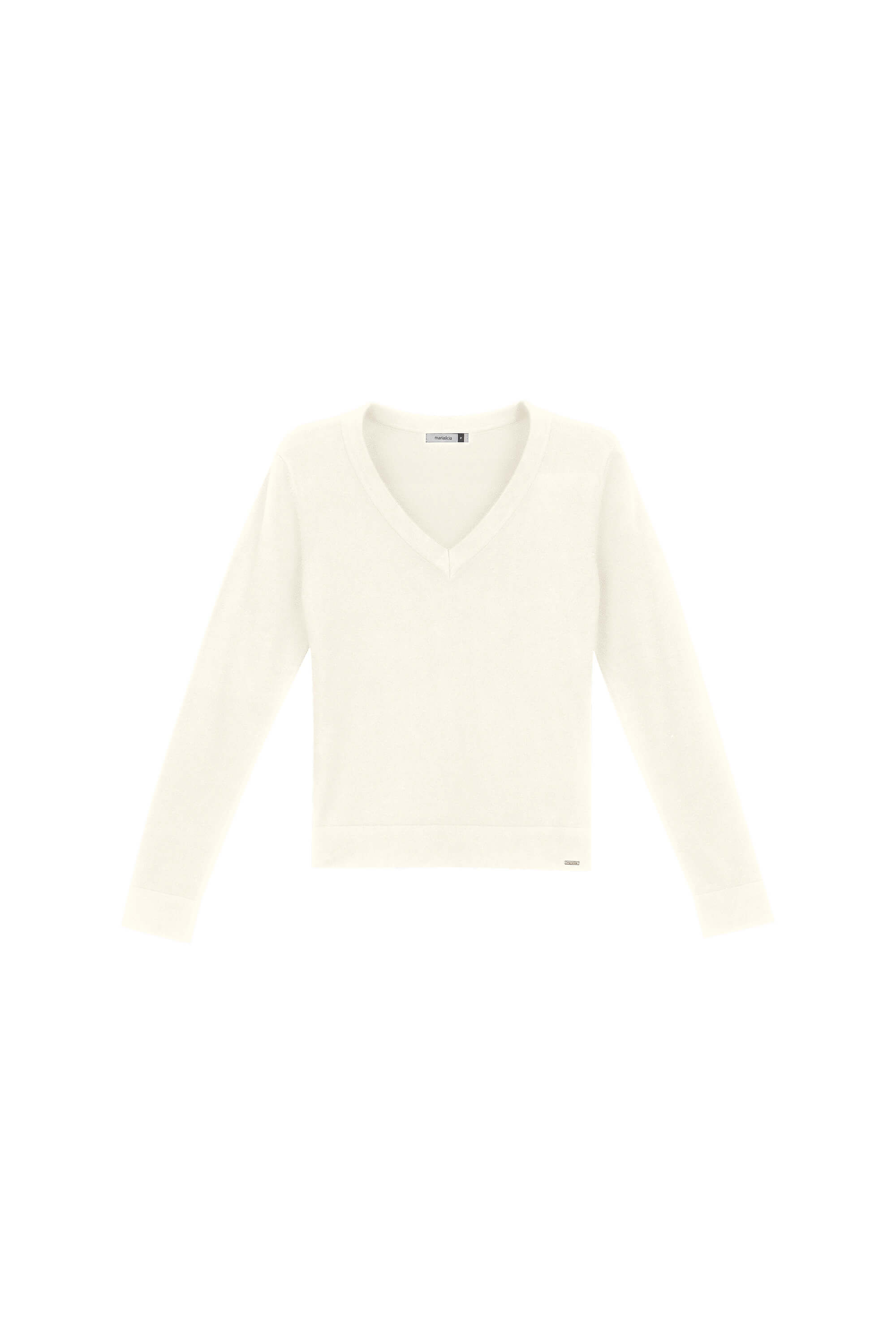 Suéter Feminino Tricot Decote V Marialícia Bege