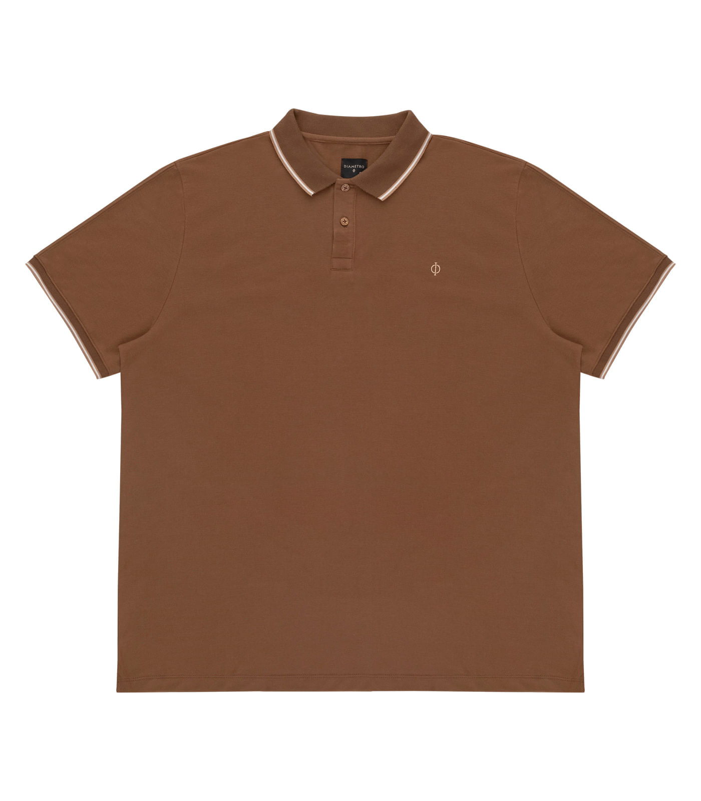 Camisa Polo Masculina Plus Size Diametro Marrom
