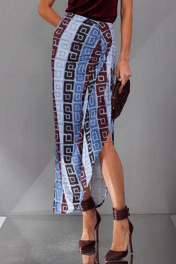 Saia  Longa Feminina Com Padrão Geométrico Smk Estampado PP / Estampado