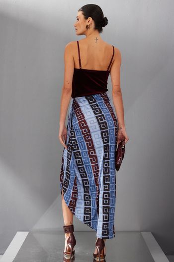 Saia  Longa Feminina Com Padrão Geométrico Smk Estampado PP / Estampado