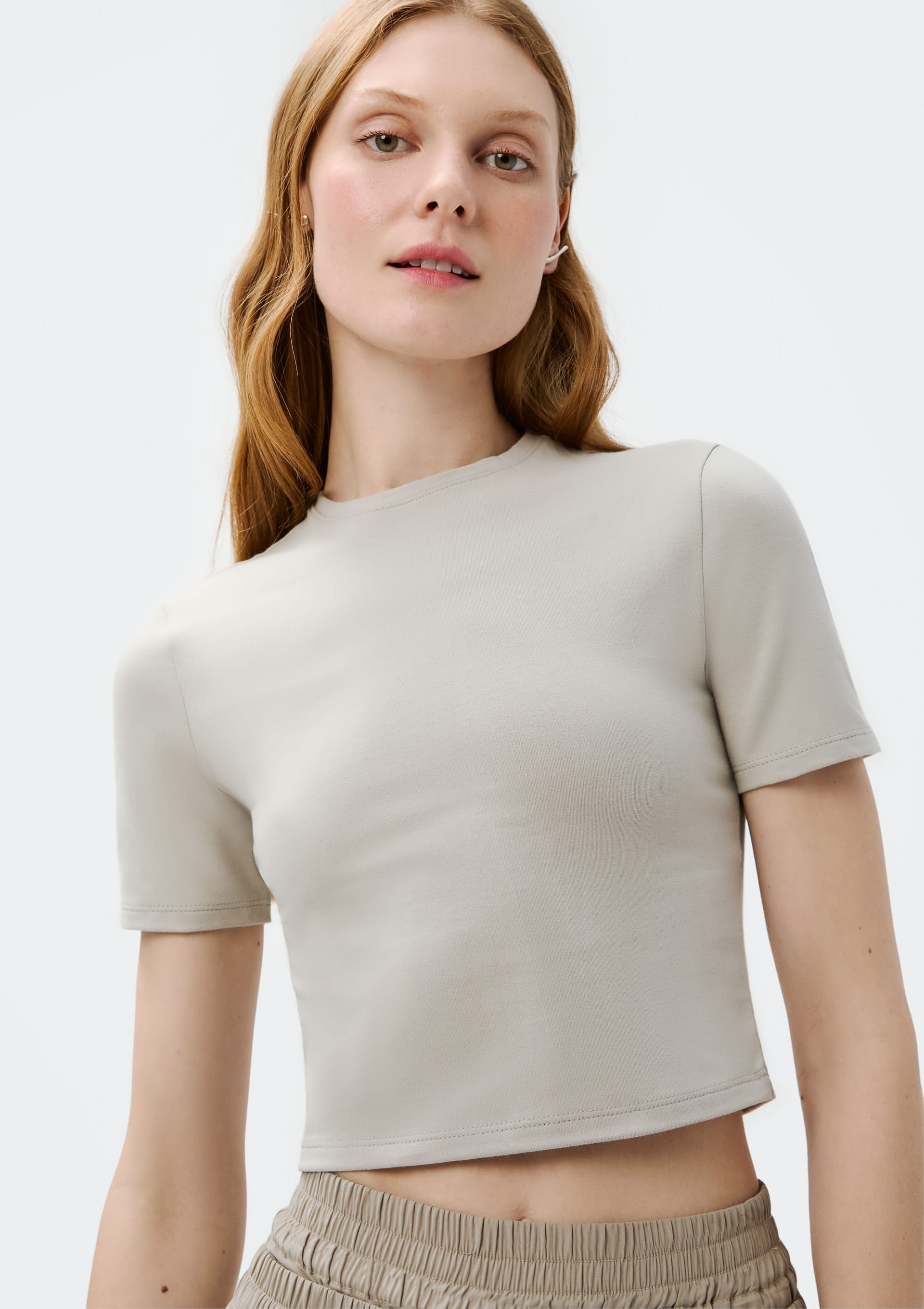 Blusa Feminina Cropped Manga Curta Com Elastano