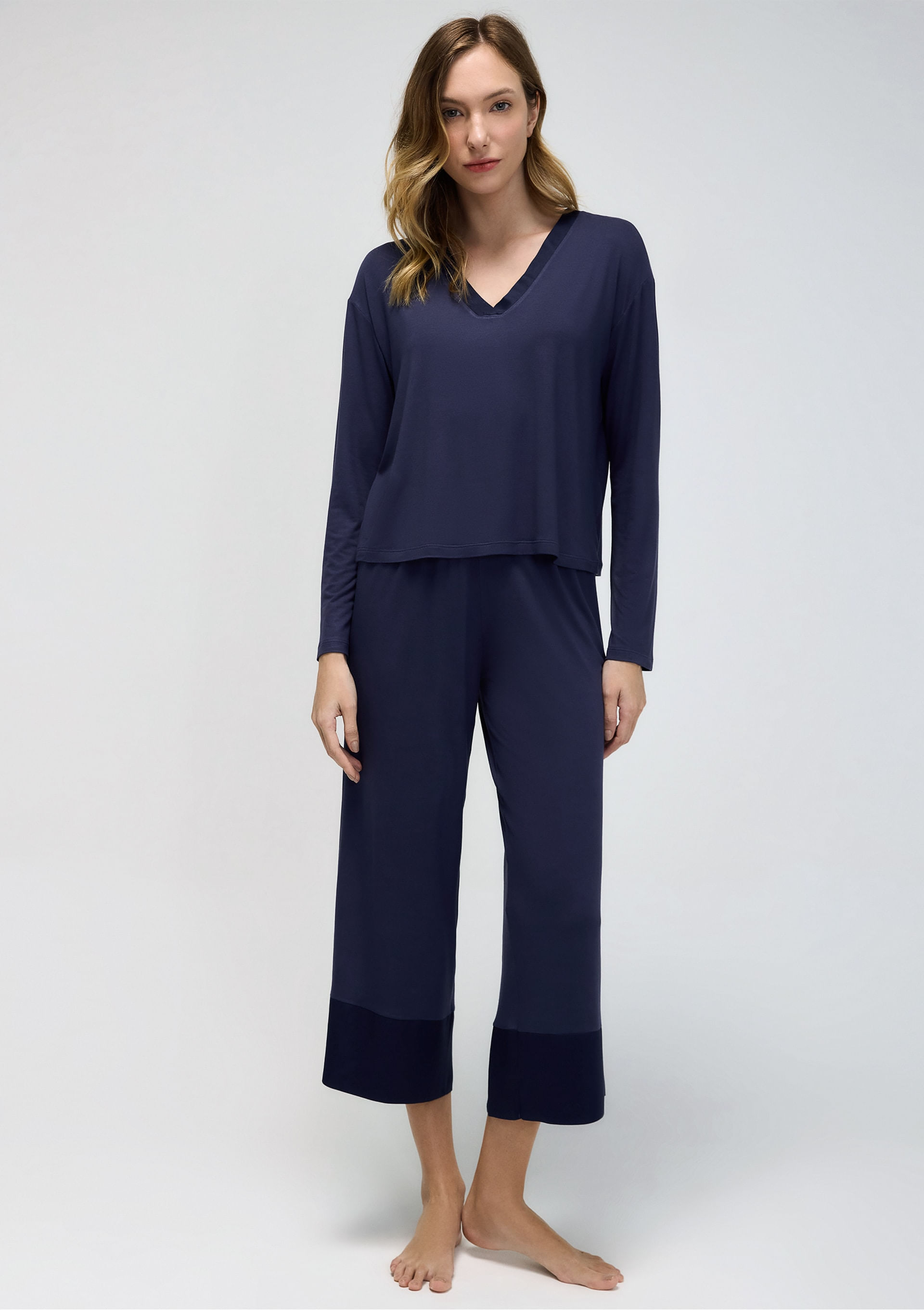 Pijama Longo Feminino Em Viscose