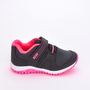 Tênis Infantil Feminino Flex Kidy  Preto Pink Neon 22 / Preto