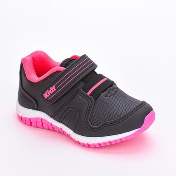 Tênis Infantil Feminino Flex Kidy  Preto Pink Neon 22 / Preto