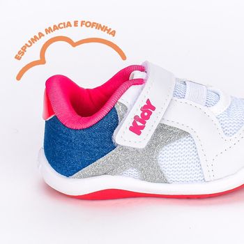 Tênis Baby Colors Feminino Kidy Branco Pink Glitter 16 / BRANCO/PINK