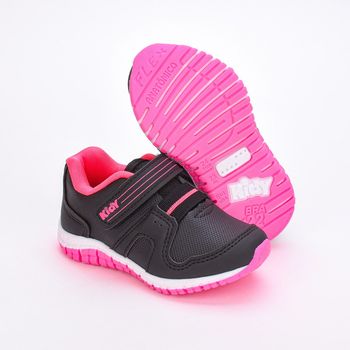 Tênis Infantil Feminino Flex Kidy  Preto Pink Neon 22 / Preto