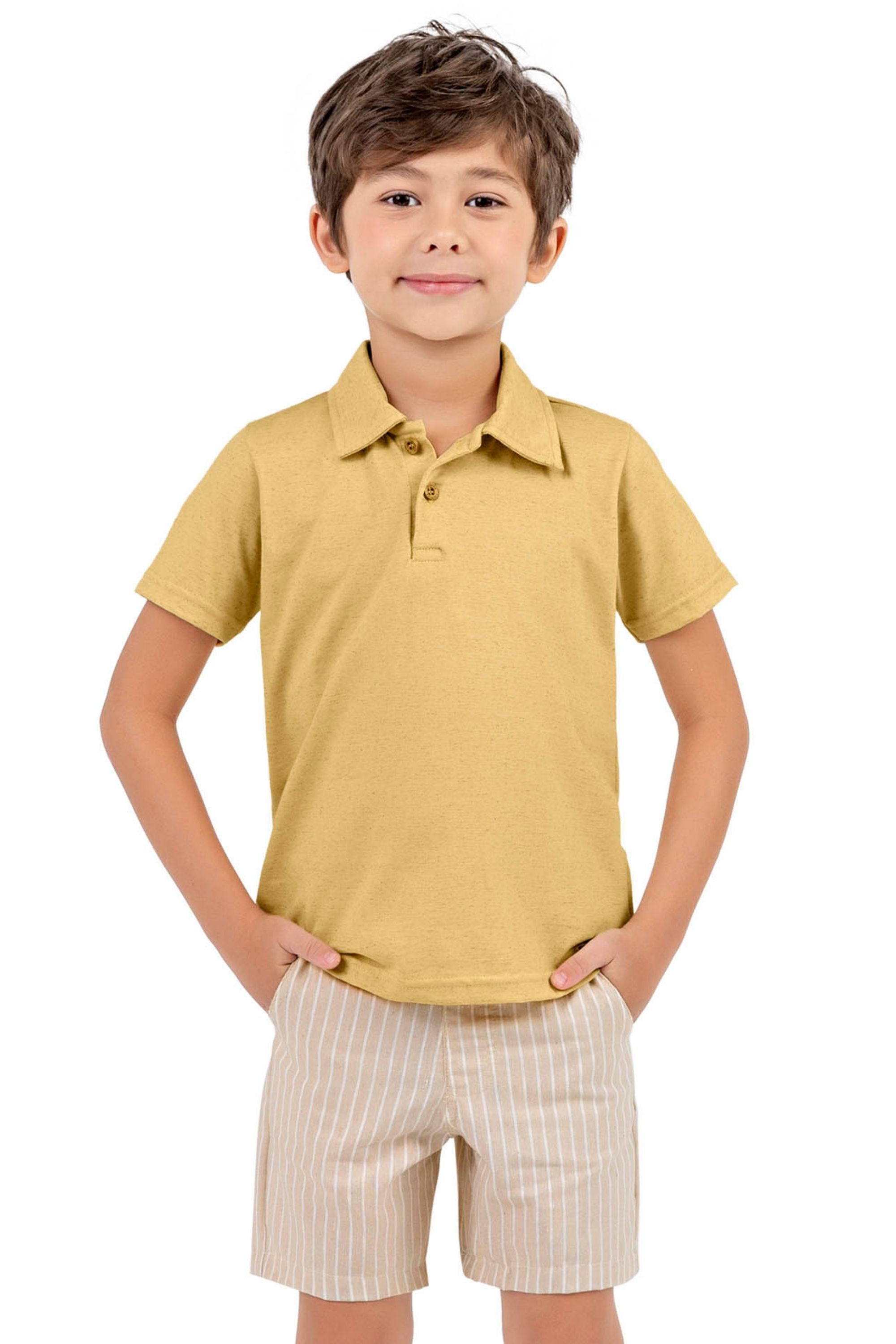Conjunto Infantil Menino Polo Listrado Colorittá Amarelo