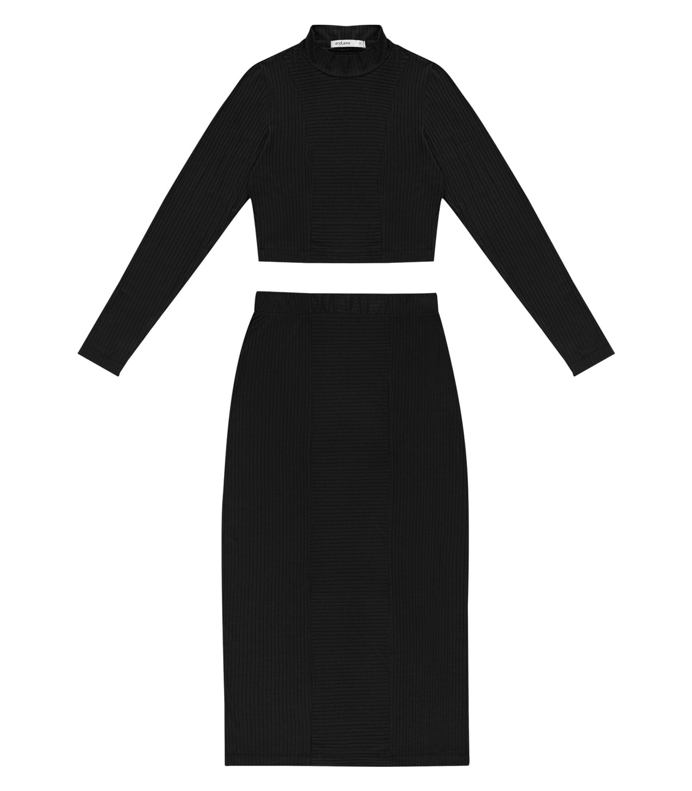 Conjunto de Blusa Com Saia Endless Preto