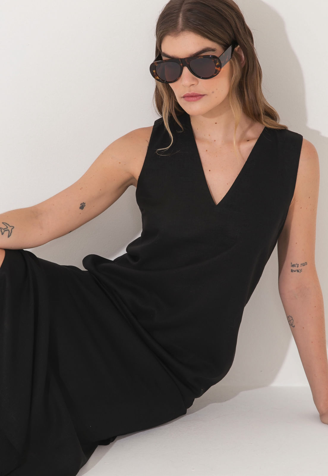 VESTIDO LINHO TRAYMON MIDI COM FENDAS