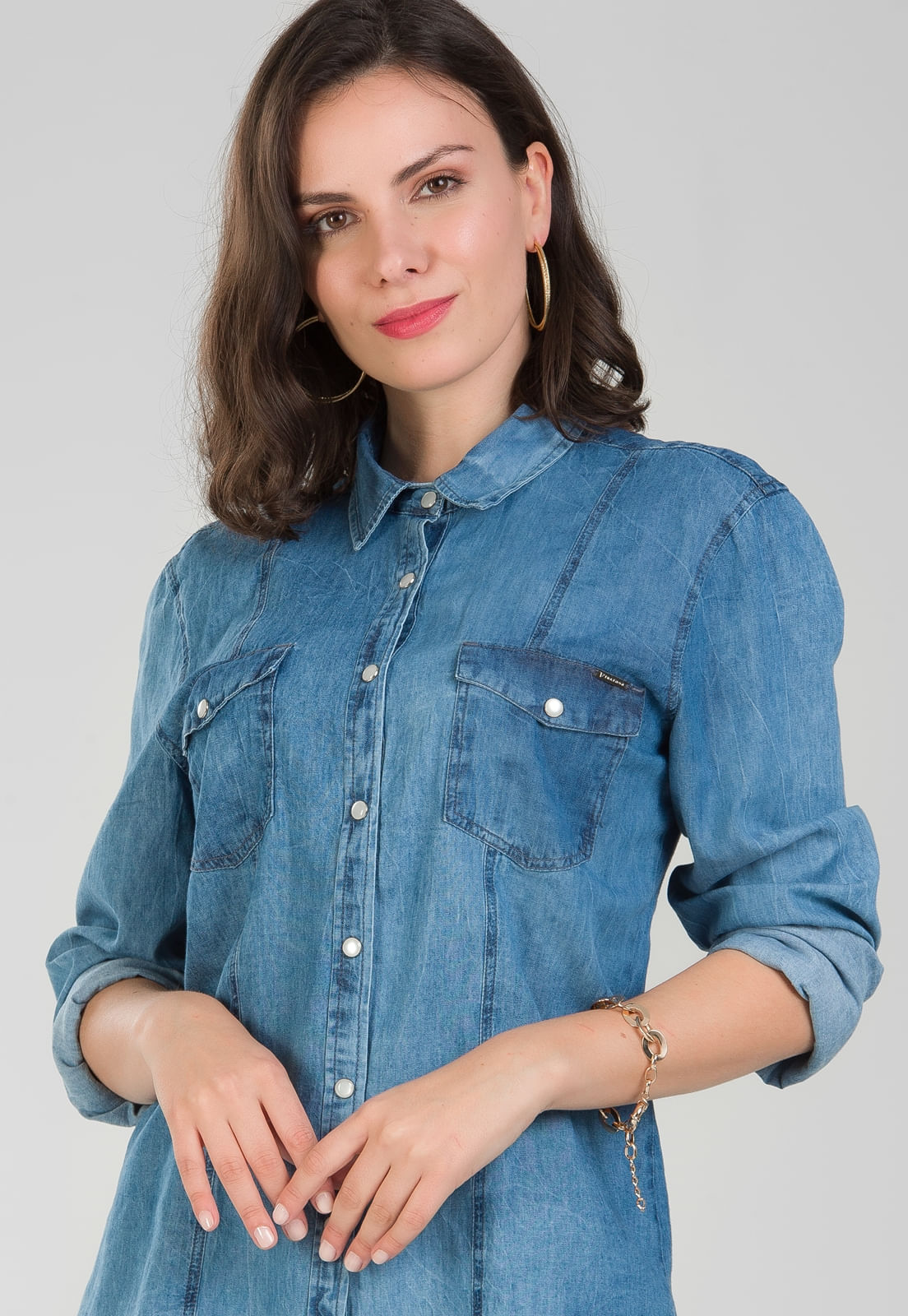 CAMISA JEANS TRAYMON MANGA LONGA
