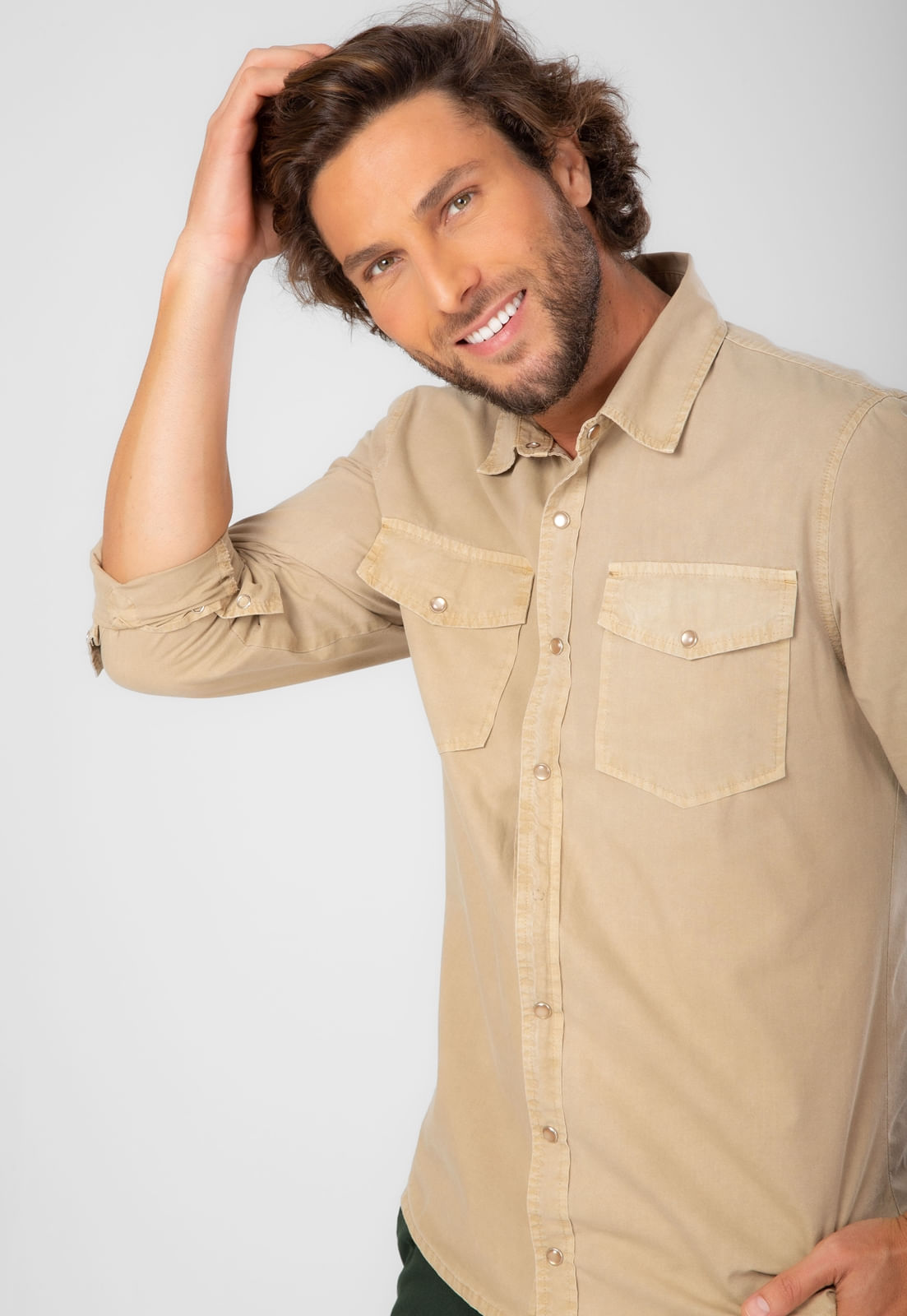 CAMISA SARJA TRAYMON SLIM MANGA LONGA