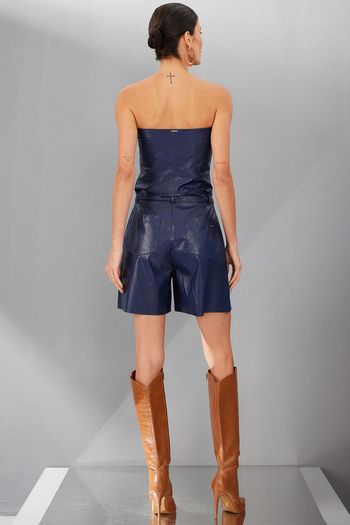 Cropped Feminino Neo Couro Smk Azul Medio PP / Azul Medio