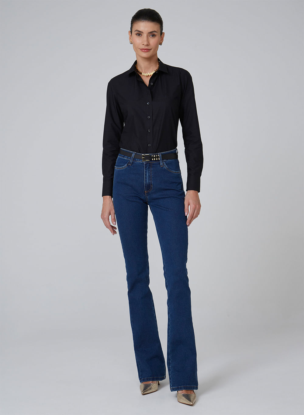 Camisa Regular Tricoline Liso Dudalina Feminina