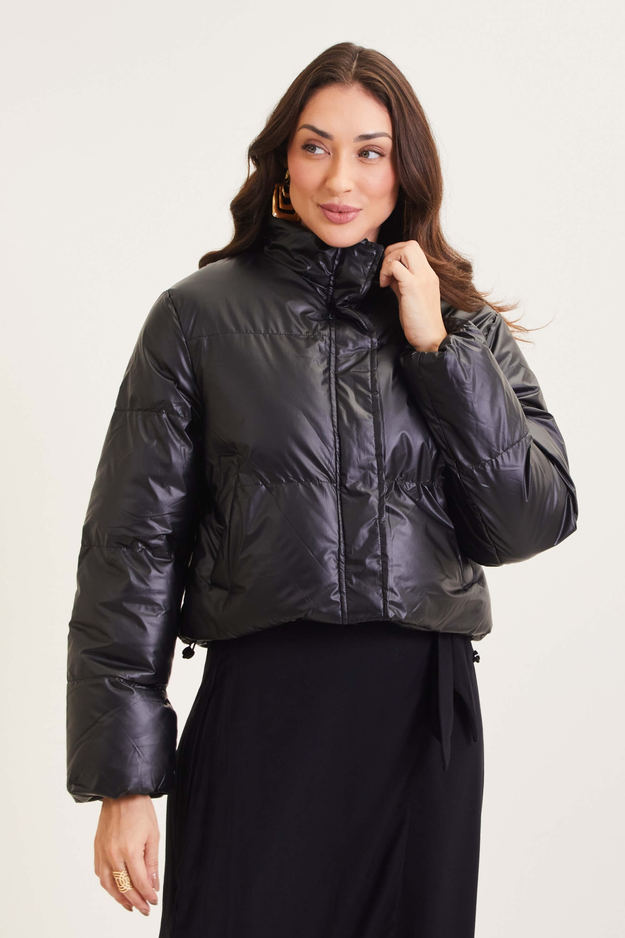 Jaqueta Feminina Puffer Marialícia  Preto