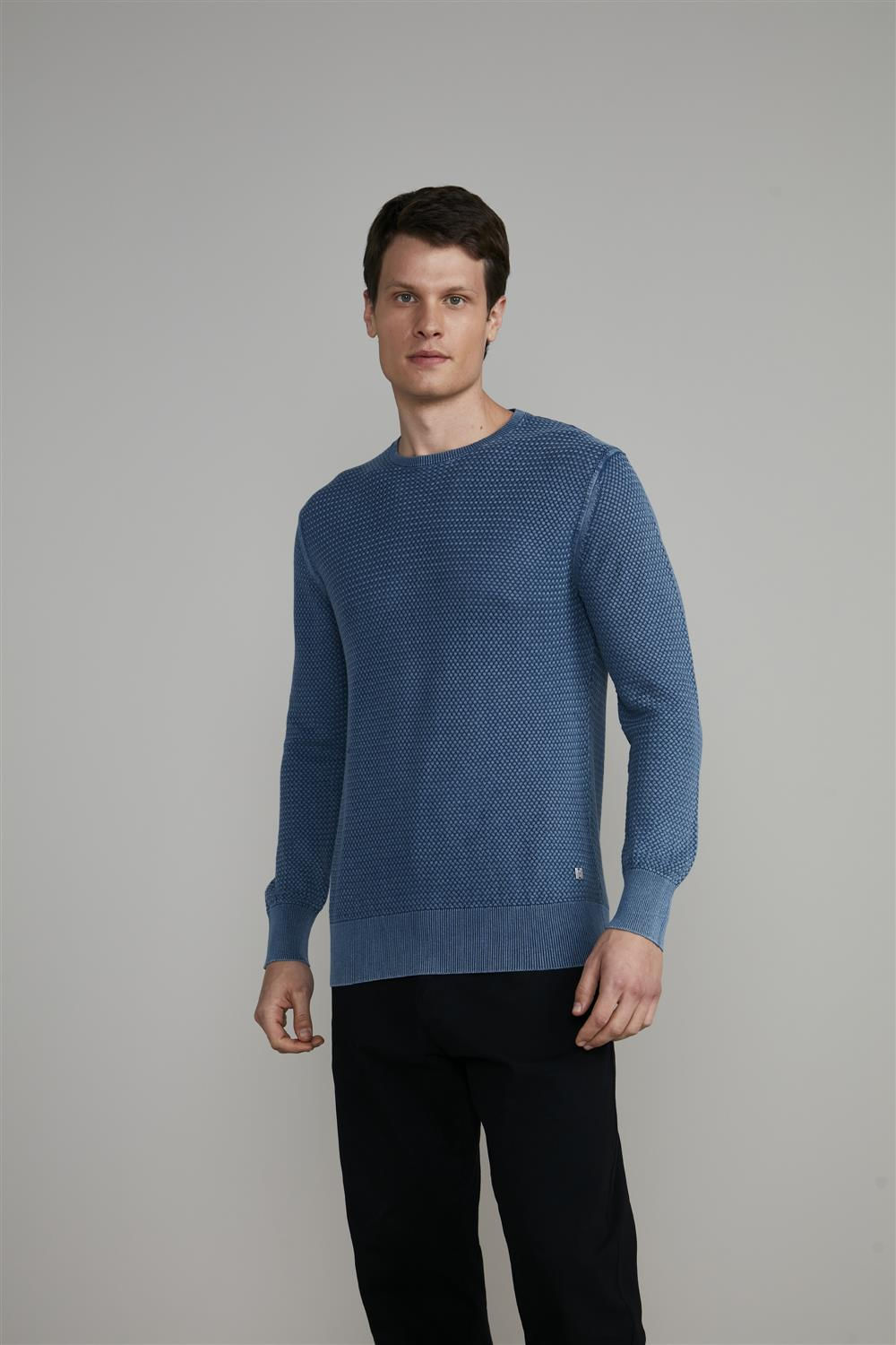 Tricot Gola Careca - Azul