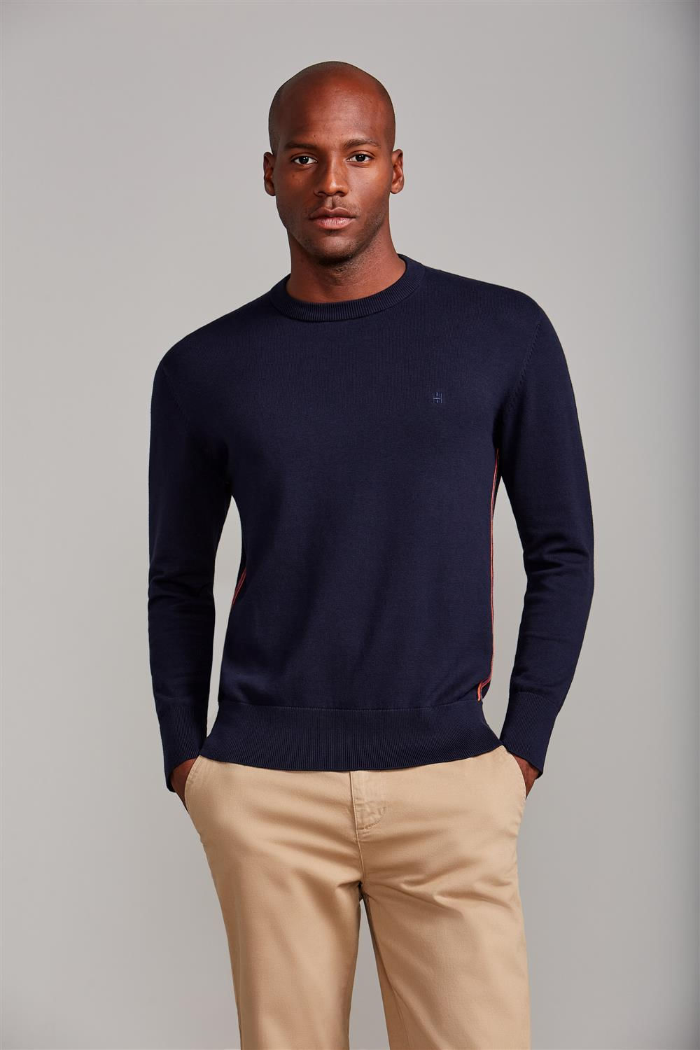 Tricot Gola Careca - Azul Marinho