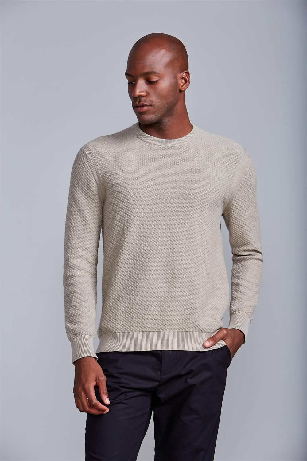 Tricot Gola Careca- Bege Areia
