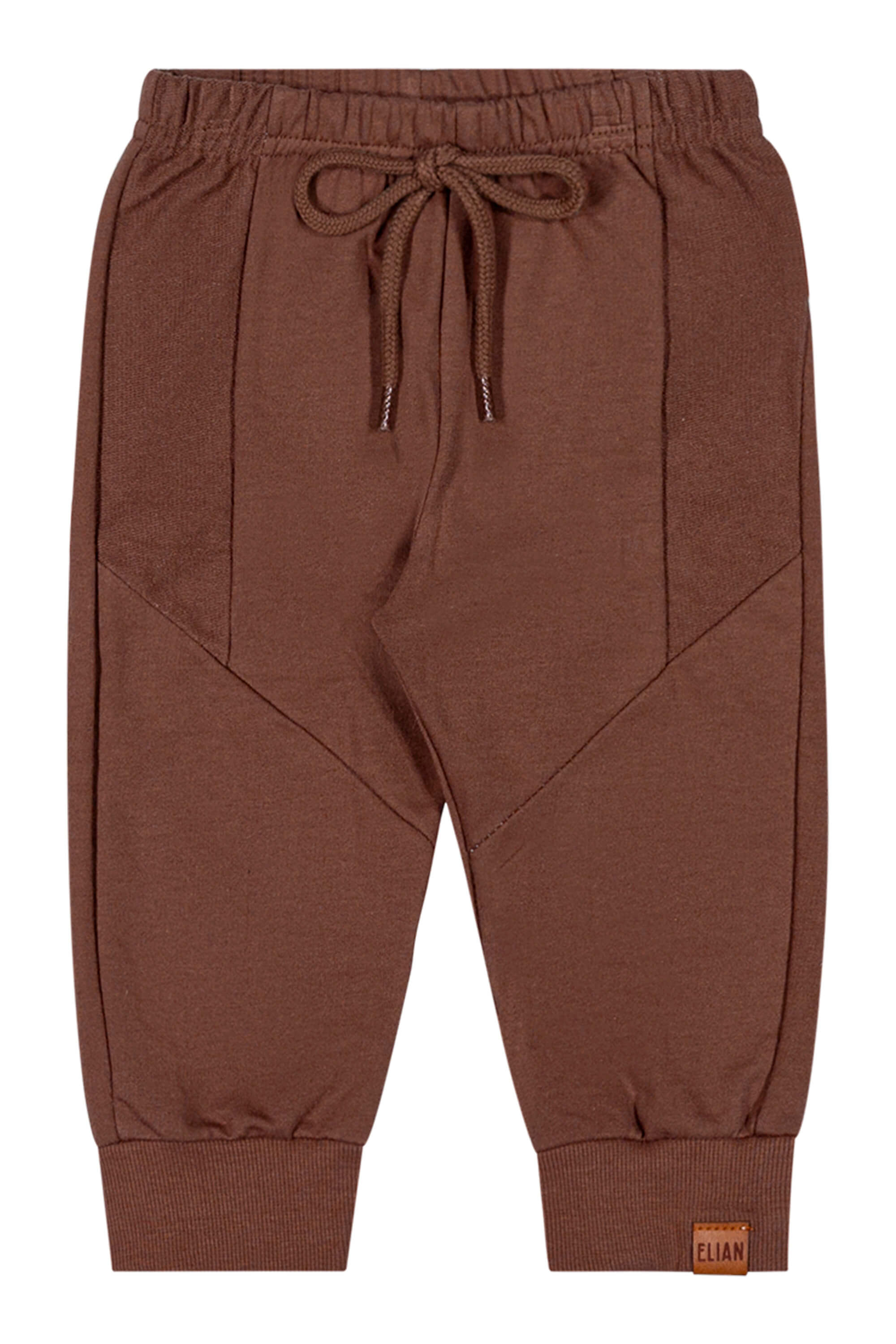 Calça Bebê Menino Moletom Com Recortes Elian Marrom