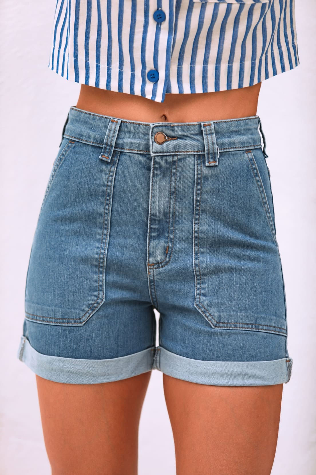 Shorts Jeans Mom Cintura Alta Feminino Lemier Collection