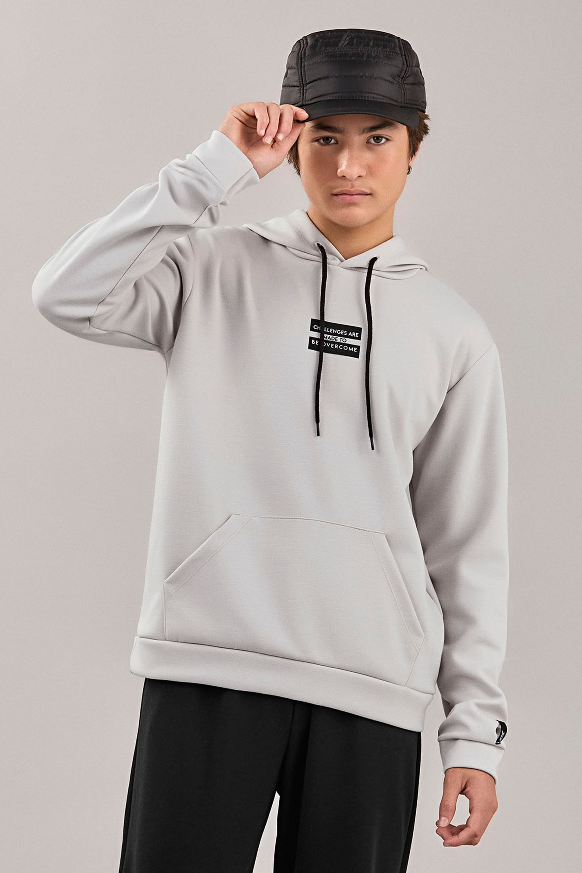 Blusão Juvenil Menino Com Capuz Beats Cinza