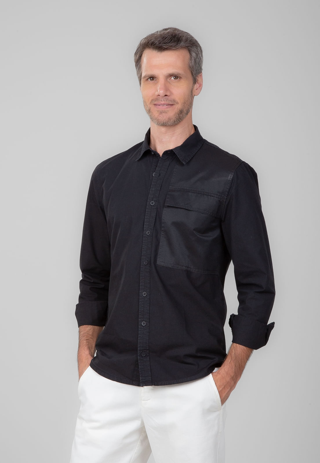 CAMISA SARJA TRAYMON SLIM MANGA LONGA