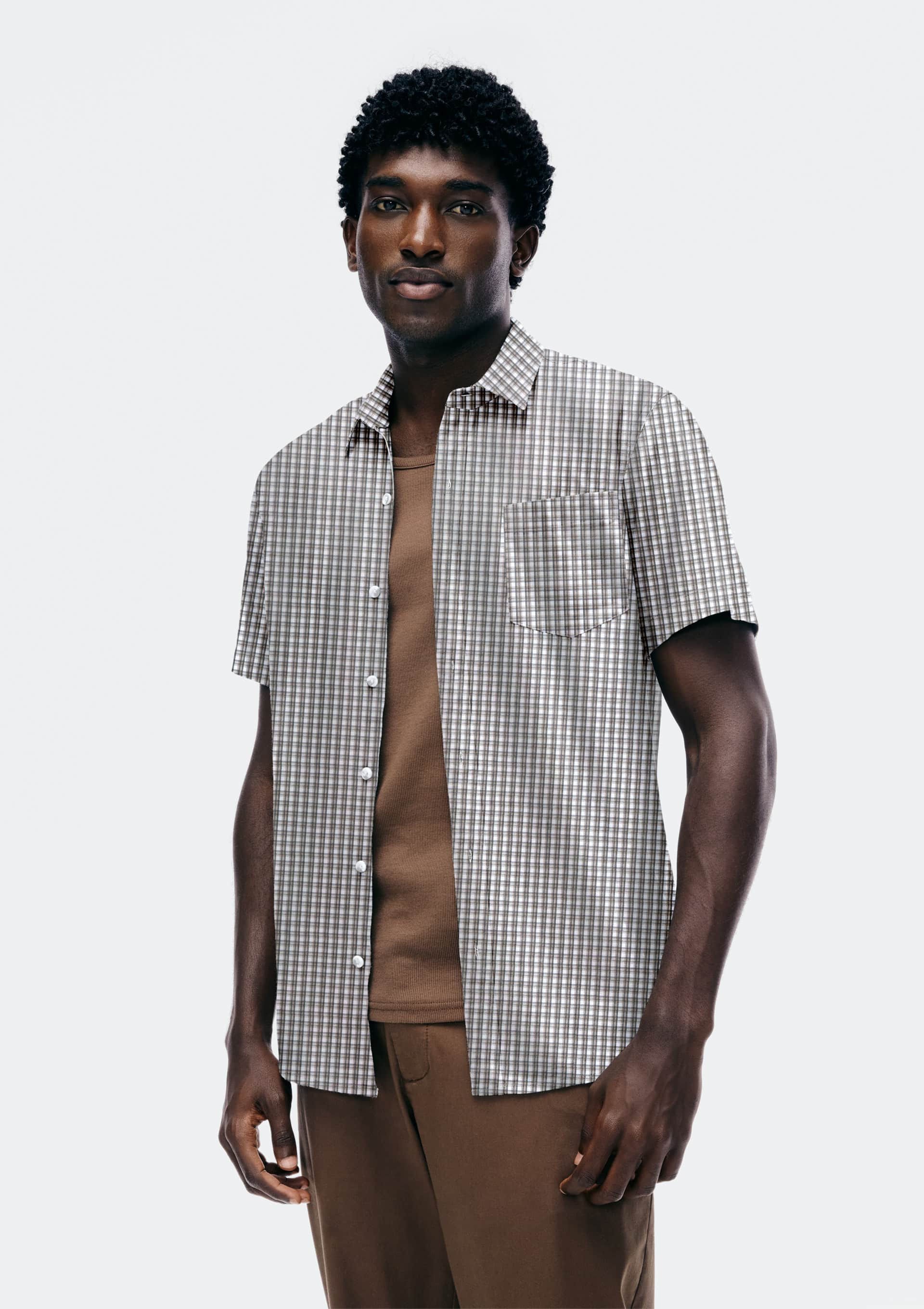 Camisa Masculina Slim Manga Curta