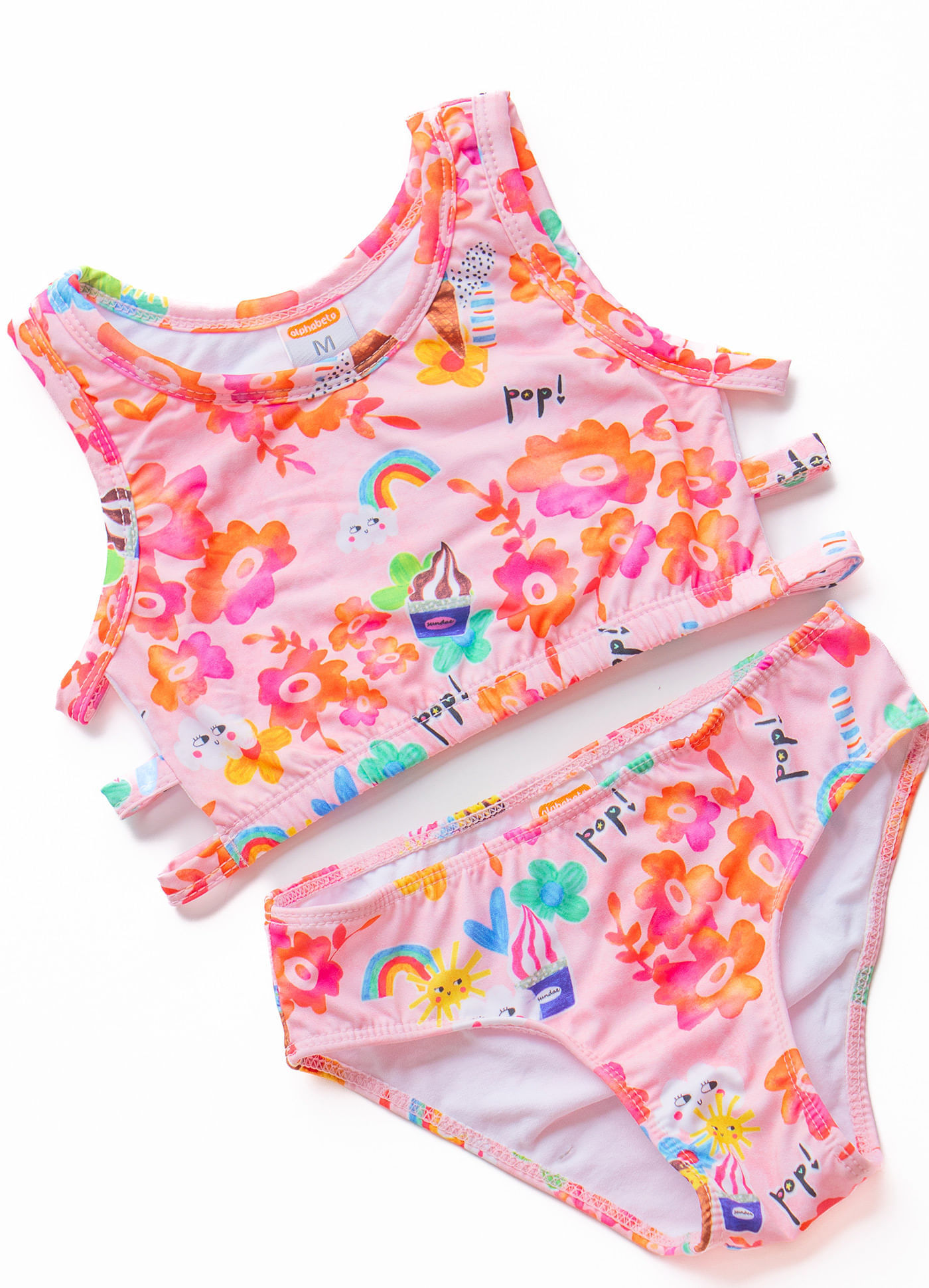 Biquíni Infantil Estampa Floral Pop - Tam. 2 a 12 anos - Rosa - Privalia