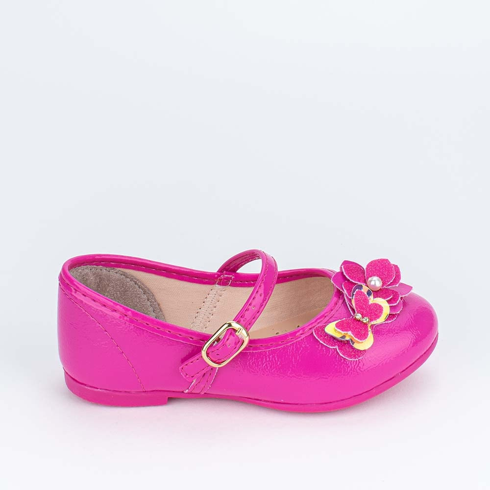 Sapatilha Infantil Bailarina Kidy Flores Borboleta Pink