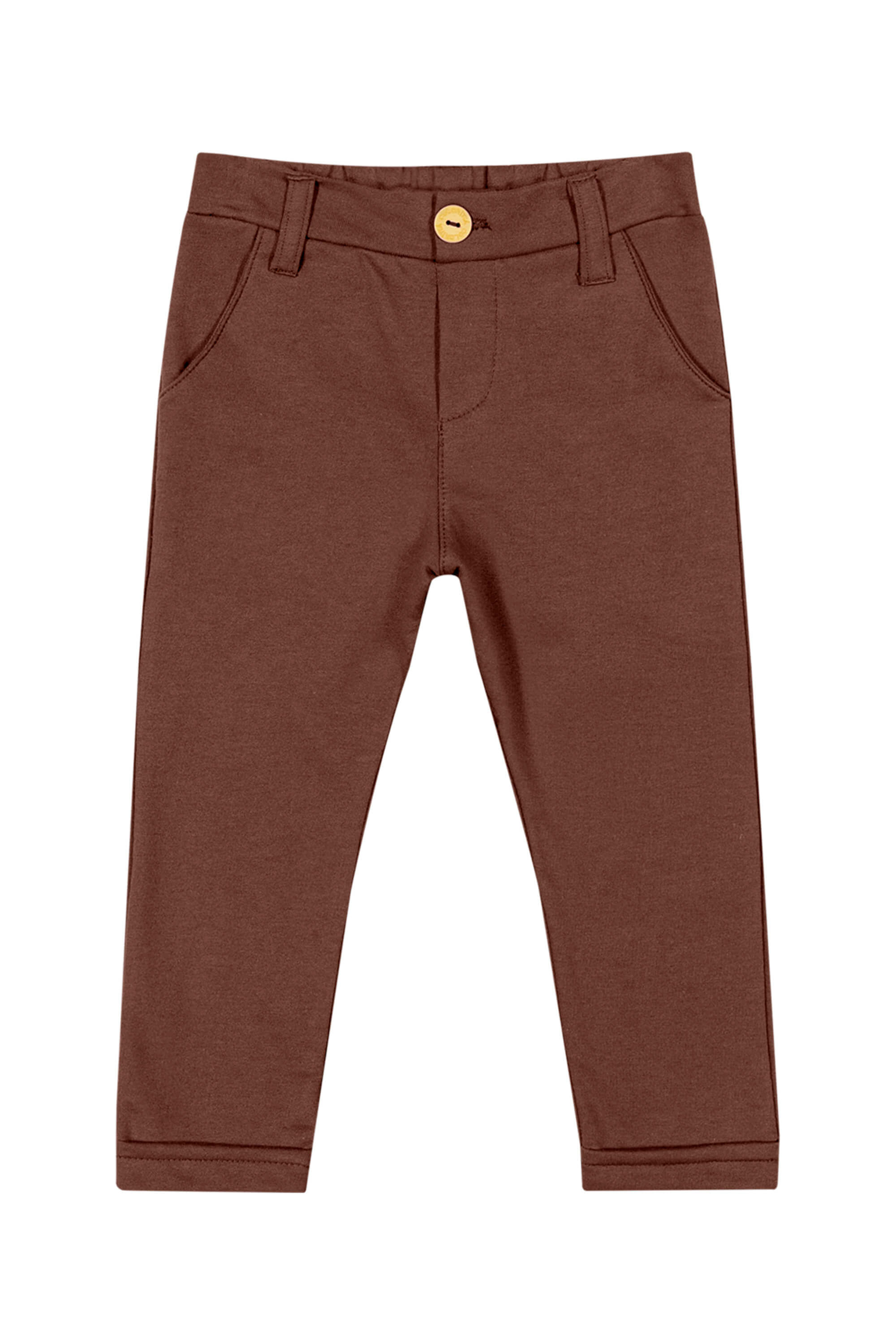 Calça Infantil Menino Moletom Com Bolsos Colorittá Marrom
