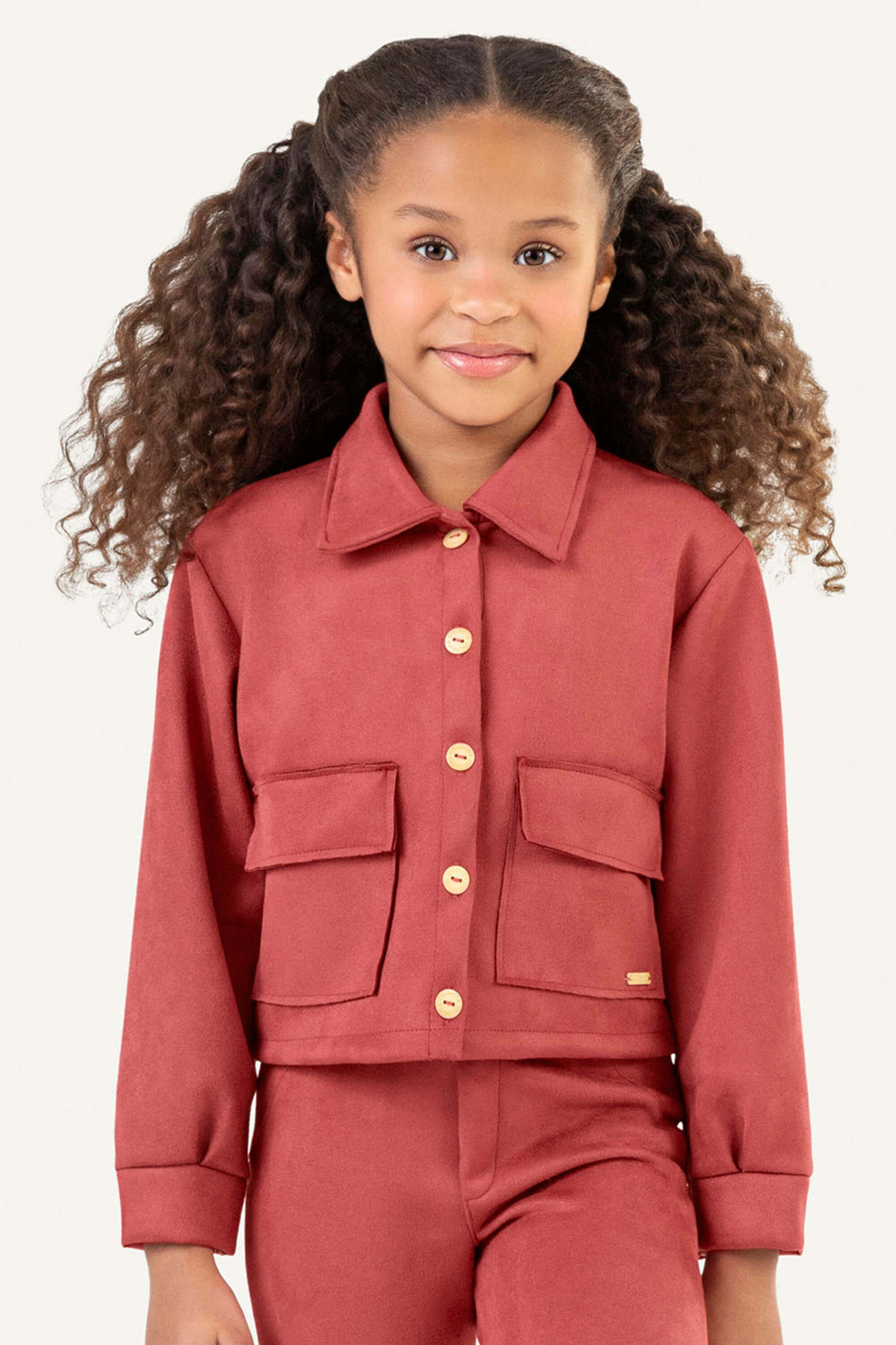 Jaqueta Infantil Menina Suede Colorittá Rosa