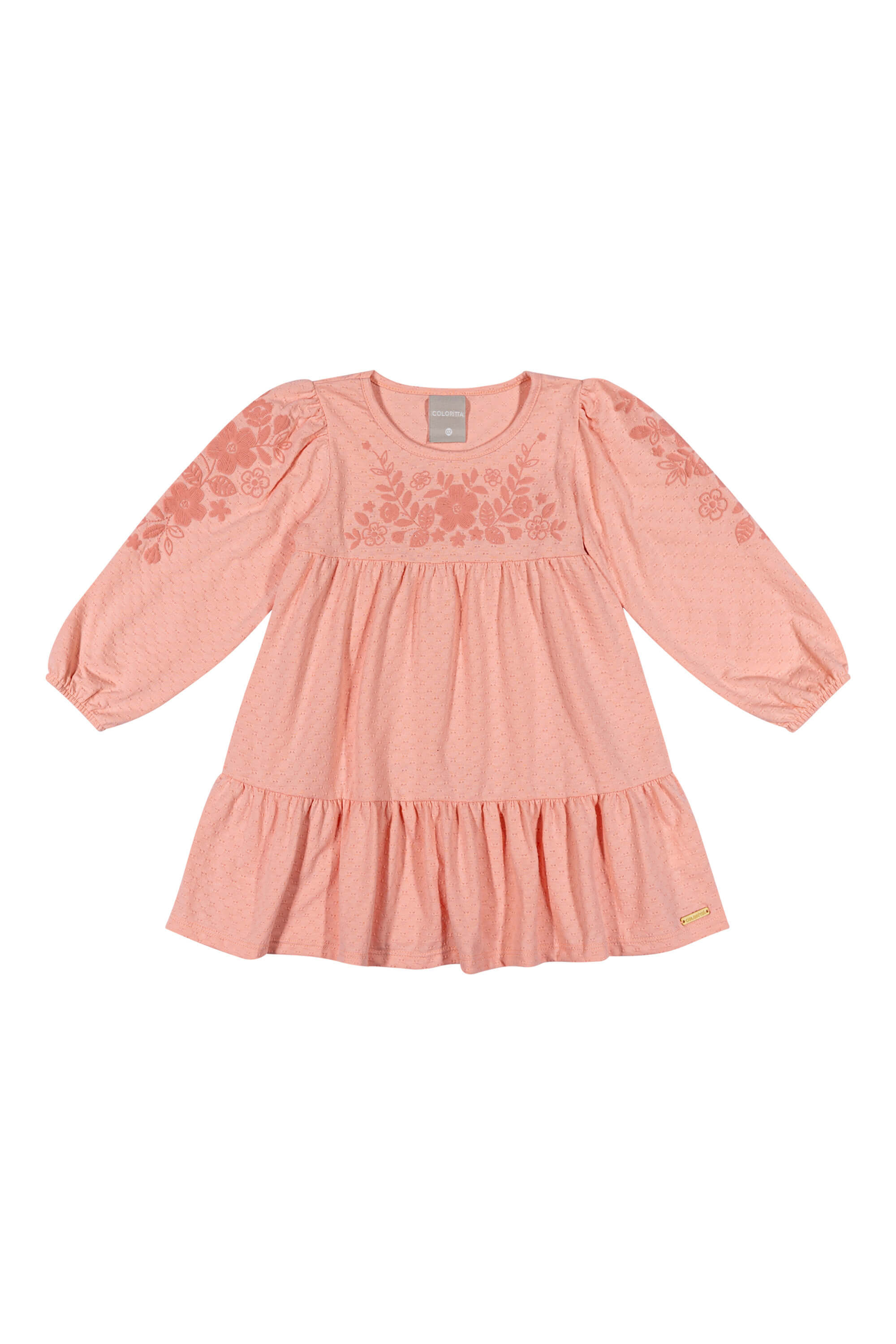 Vestido Infantil Menina Floral Texturizado Colorittá Rosa