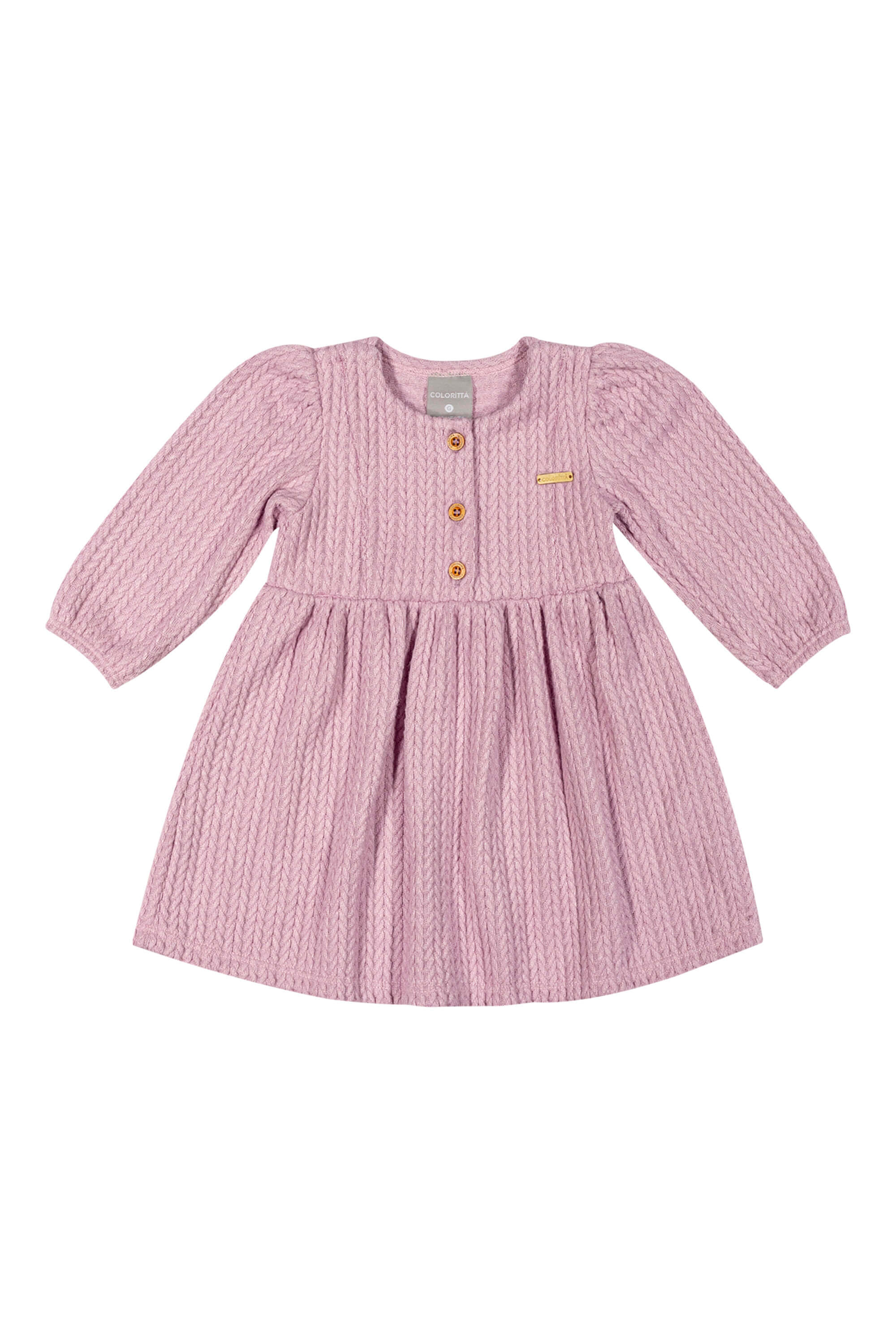Vestido Bebê Menina Tricô Com Botões Colorittá Rosa