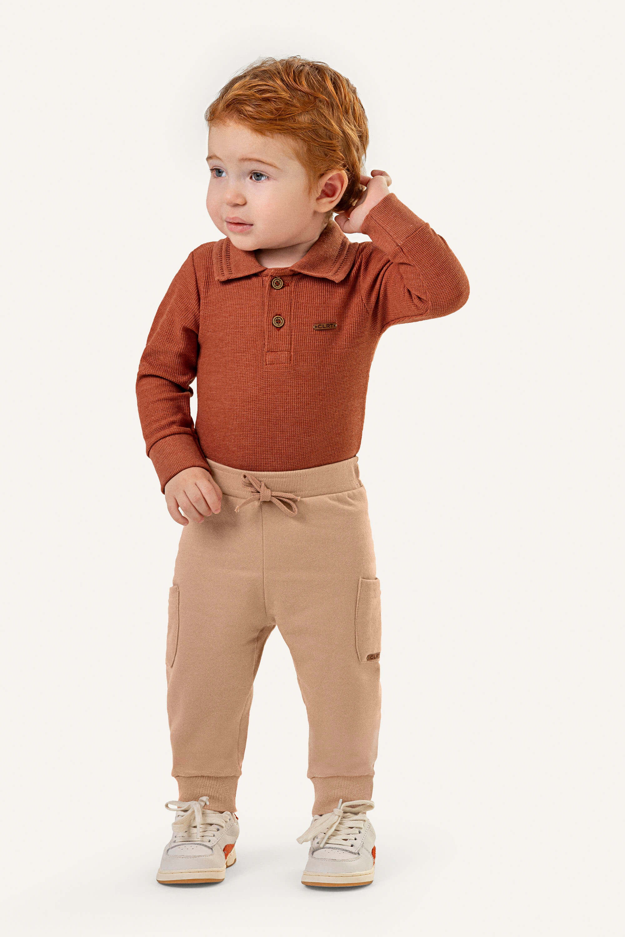 Calça Jogger Bebê Menino Com Bolsos Colorittá Marrom