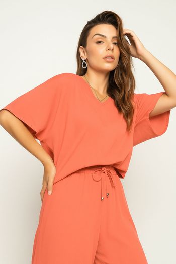 Blusa Morcego Viscolinho Laranja Salvatore Fashion G / Terracota