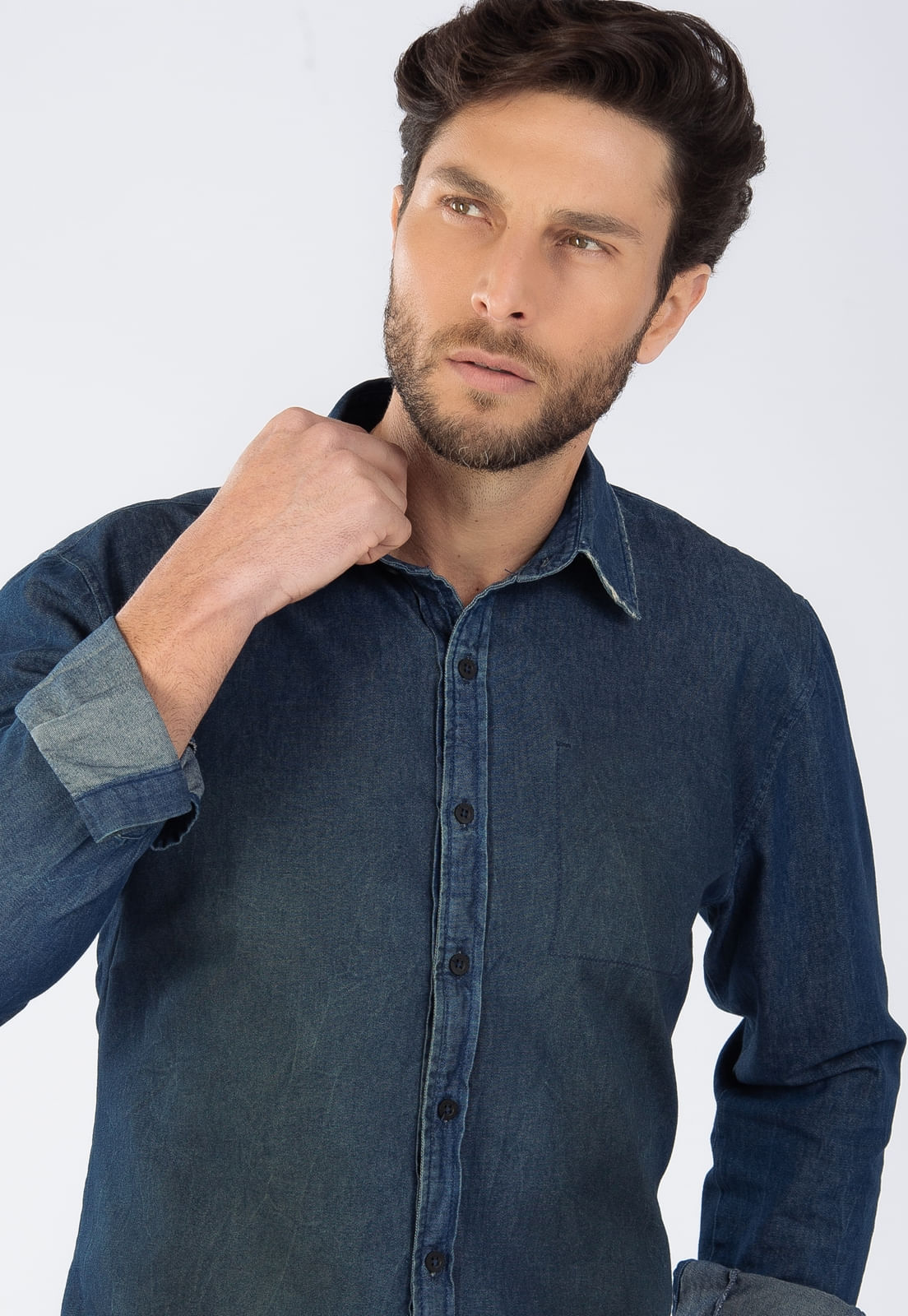 CAMISA JEANS TRAYMON SLIM MANGA LONGA