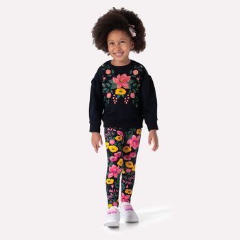 Conjunto Infantil Menina Flores Nanai 1 / Mescla White
