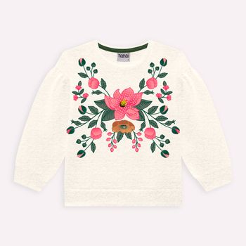 Conjunto Infantil Menina Flores Nanai 1 / Mescla White