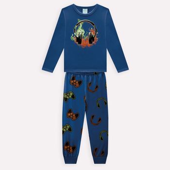 Pijama Infantil Menino Brilha no Escuro Kyly 1 / Azul