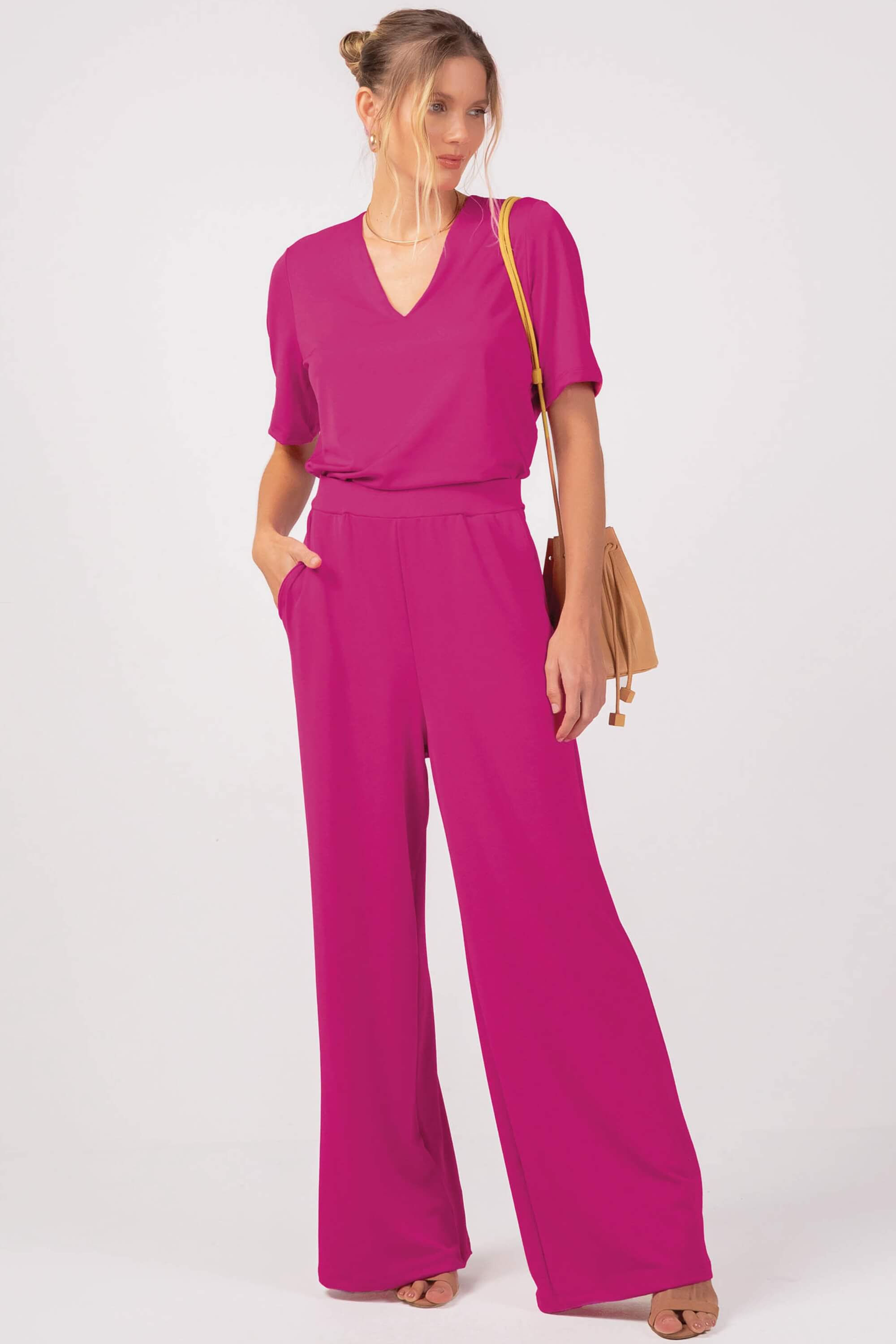 Macacão Feminino Social Moderno Marialícia Rosa