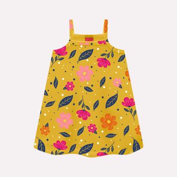 Vestido Infantil Menina Flores Kyly 1 / Amarelo