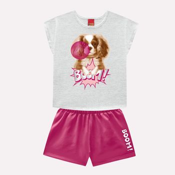 Conjunto Infantil Menina Cachorrinho Kyly 6 / Mescla White