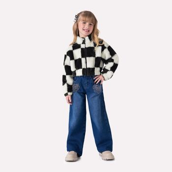 Jaqueta Infantil Menina Quadriculada Nanai 4 / Off White